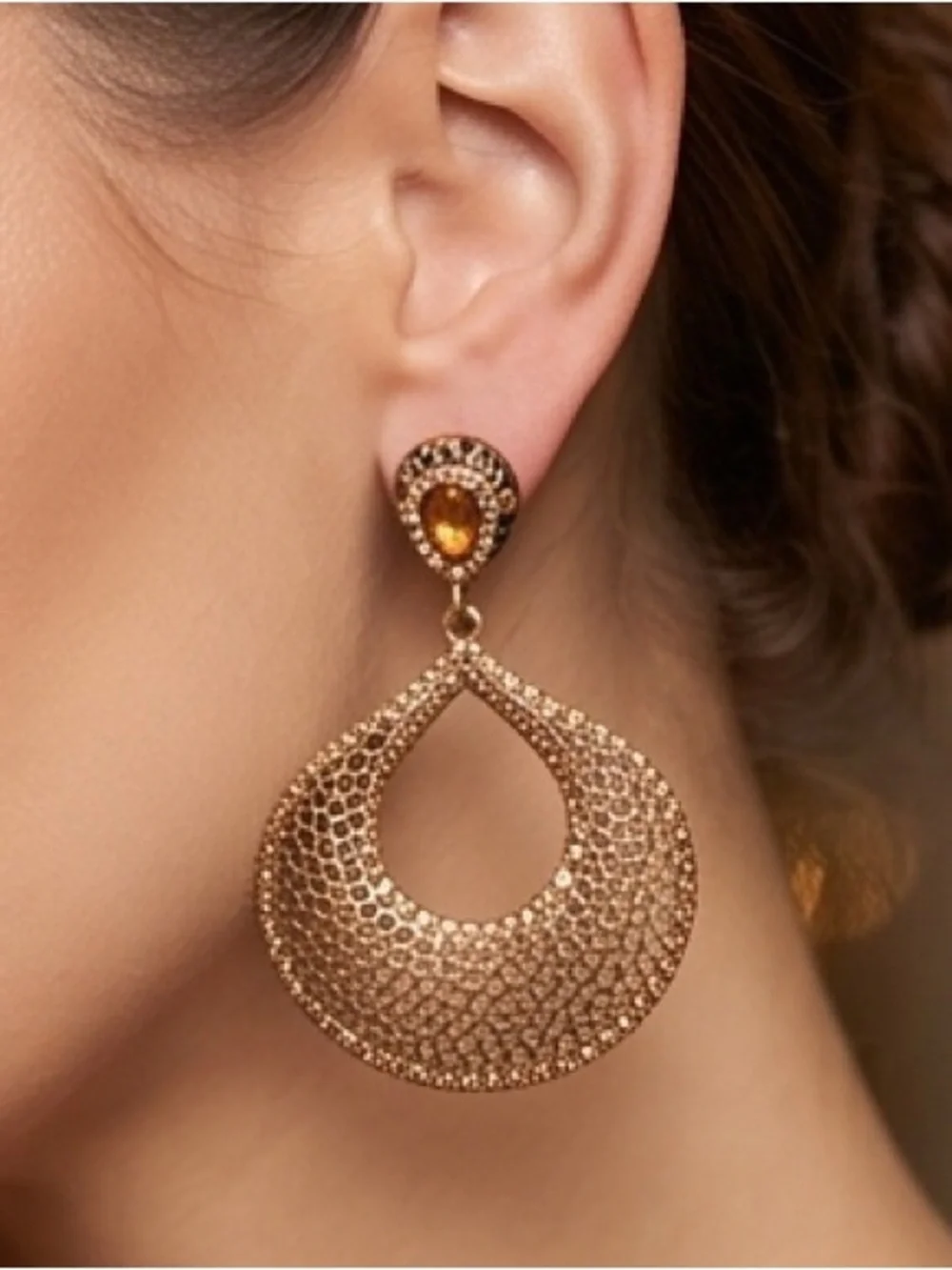 Bronze and Amber Crystal earrings